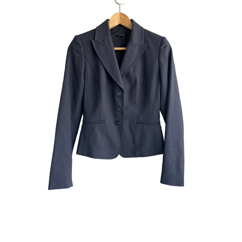 ELIE TAHARI dark navy blue modern career blazer